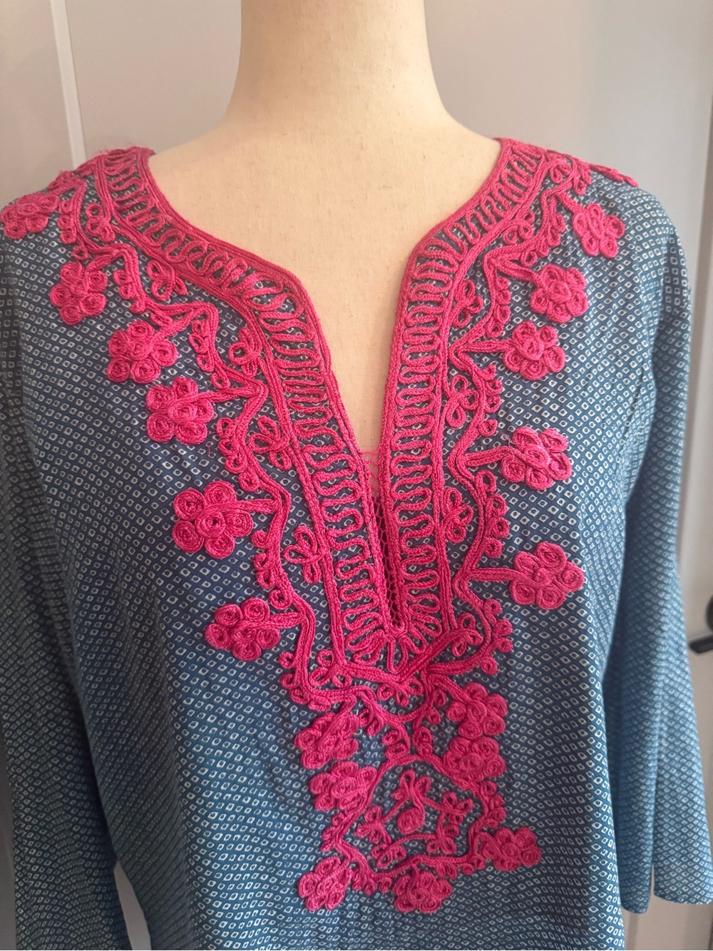 Roller Rabbit Blue Tunic with Pink Embroidery - Picture 7 of 7